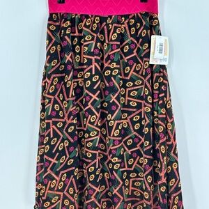 BNWT LuLaRoe Lola Vibrant Pink and Black Patterned Skirt, Small